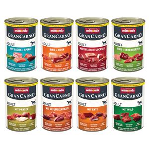 Mixpakket: 48x400g animonda GranCarno volwassen (8 soorten) hondenvoer nat