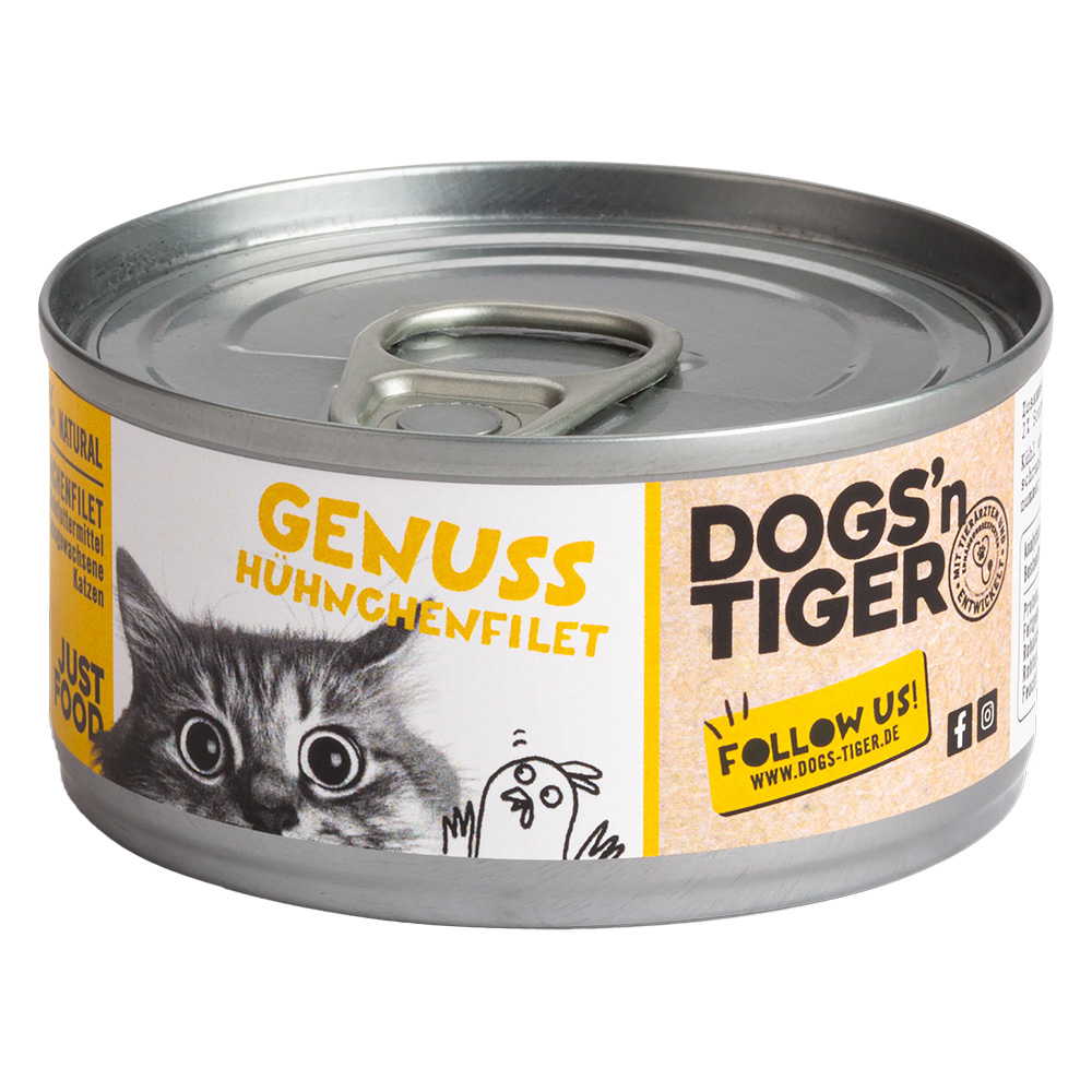 12x70g Dogs'n Tiger Cat Filet kipfilet nat kattenvoer