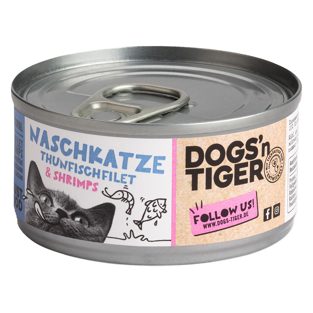 12x70g Dogs'n Tiger Cat Filet tonijn & garnalen nat kattenvoer