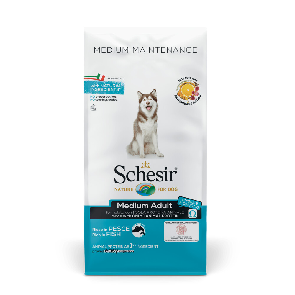 Schesir 12 kg  Dog Dry Medium/Large Maintenance Fish Droog Hondenvoer