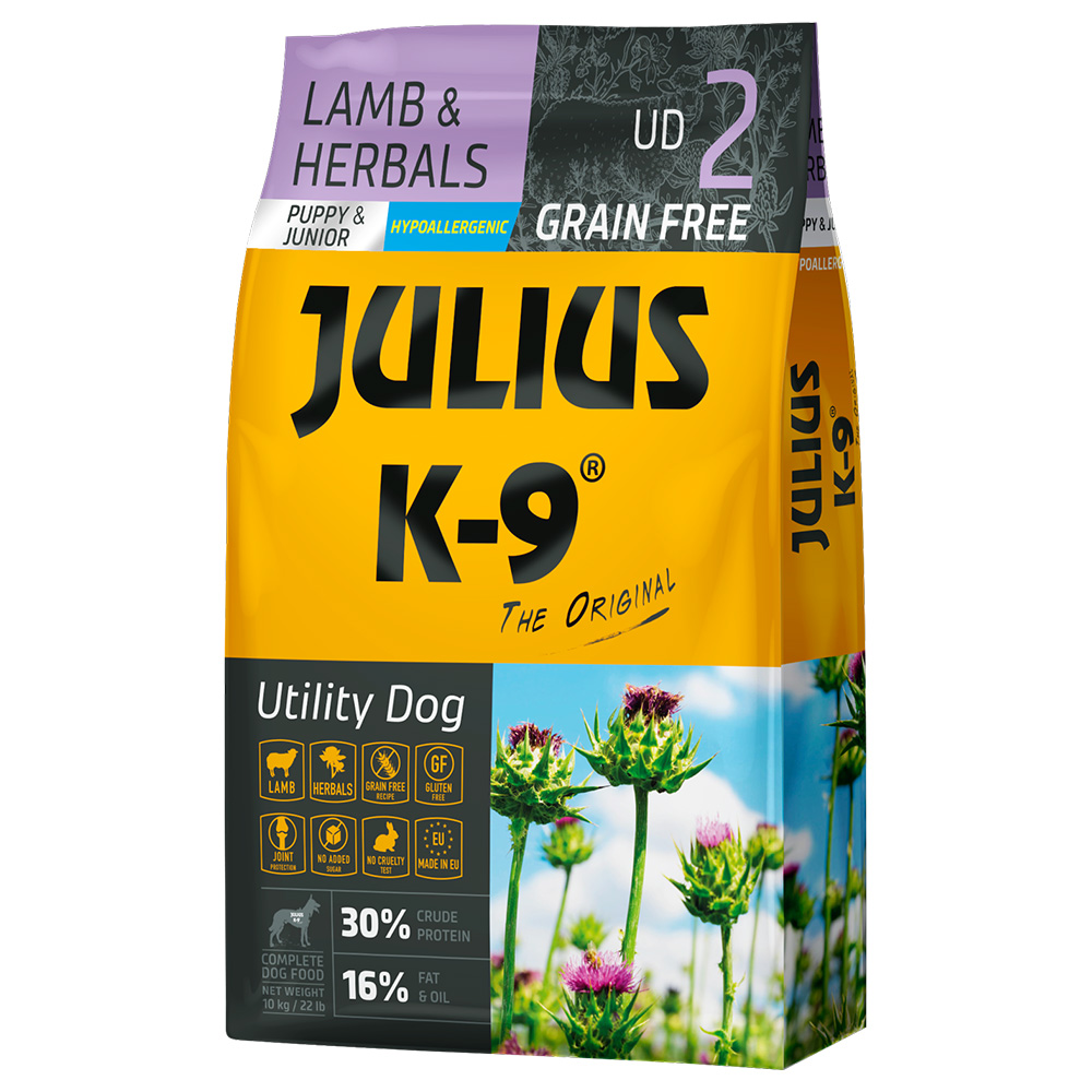 2 x 10 kg JULIUS K-9 Puppy & Junior lam & kruiden voer voor honden