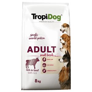 2x 8kg Tropidog Premium Adult Small Rund & Rijst hondenvoer droog
