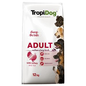 Tropidog 2x 12kg  Premium Adult Medium & Large Kalkoen & Rijst hondenvoer droog