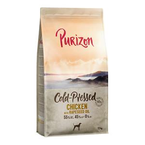 Purizon 12 kg + 1,8 kg gratis! - Graanvrij Hondenvoer - Coldpressed Kip (12 kg) + Single Meat Adult Zalm (6 x 300 g)