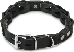 Beeztees leren halsband Connex - Zwart - 45cm x 20mm