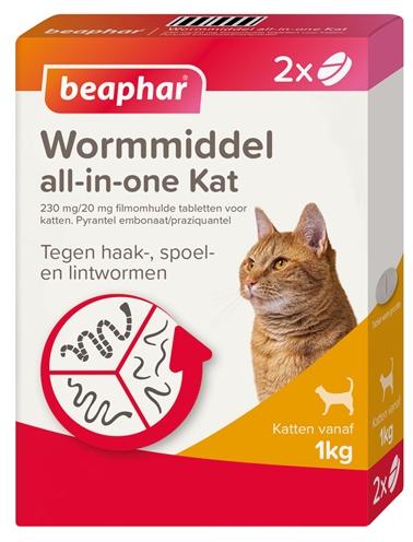 Beaphar Wormmiddel all-in-one kat 2 tabletten