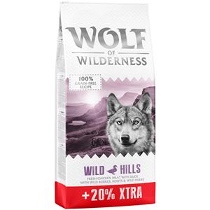 12 + 2,4 kg gratis! 14,4 kg Wolf of Wilderness - Graanvrij - Wild Hills - Eend