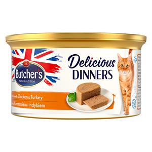 24x 85g Butcher's Delicious Dinners Kat Kip & kalkoen Natvoer