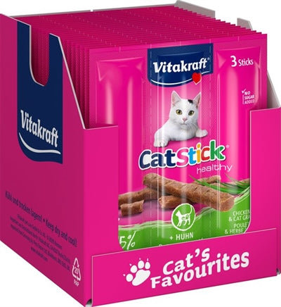 Vitakraft - Katzensnack Cat-Stick mini Huhn & Katzengras - 60 x 6g