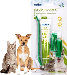Nobleza Tandenborstels - Voor hond en kat - Set met tandpasta, lange- en vingertandenborstels