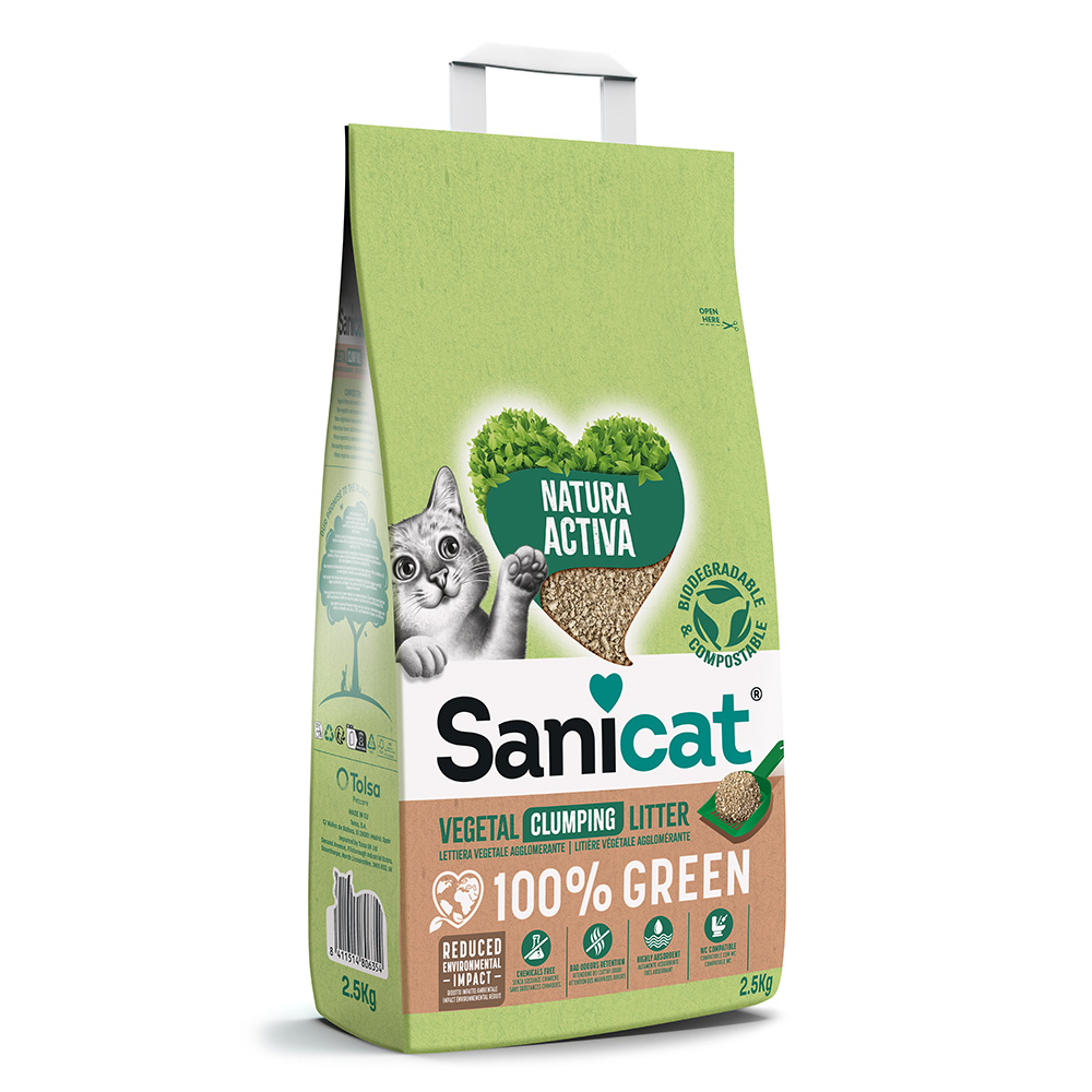 Sanicat 2,5 kg  Natura Activa 100% Green kattenbakvulling