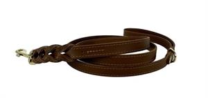 Sazzz Zadel Leren Hondenriem Passion Braided Classic Bruin 135x1,5 cm