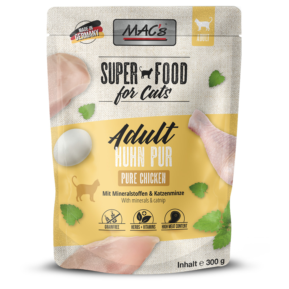 6x 300g MAC's Cat Pouch Kip Puur natvoer voor katten