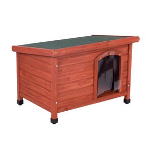 Zooplus Exclusive - S: B 85 x D 57 x H 58 cm - Woody Platdak-Hondenhok met Kunststof Deur