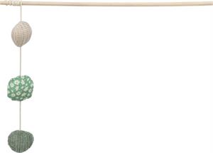 TRIXIE KATTENSPEELGOED KATTENHENGEL MET 3 BALLETJES HOUT MET CATNIP 40 CM 4 ST