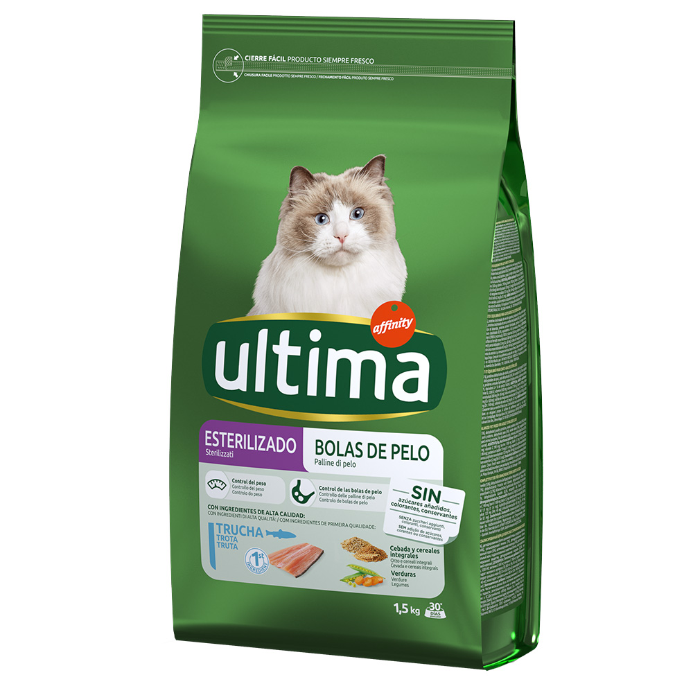 Affinity Ultima 3 x 1,5 kg Ultima Feline Sterilised Hairball met forel droogvoer voor katten