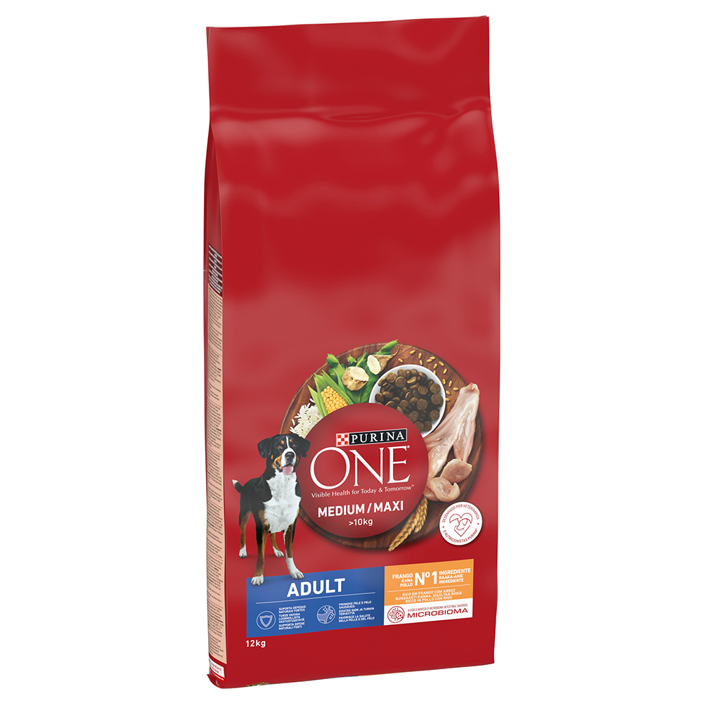 15% korting! Purina One Mini/Medium/Maxi Hondenvoer - Medium/Maxi Volwassen Kip (12kg)