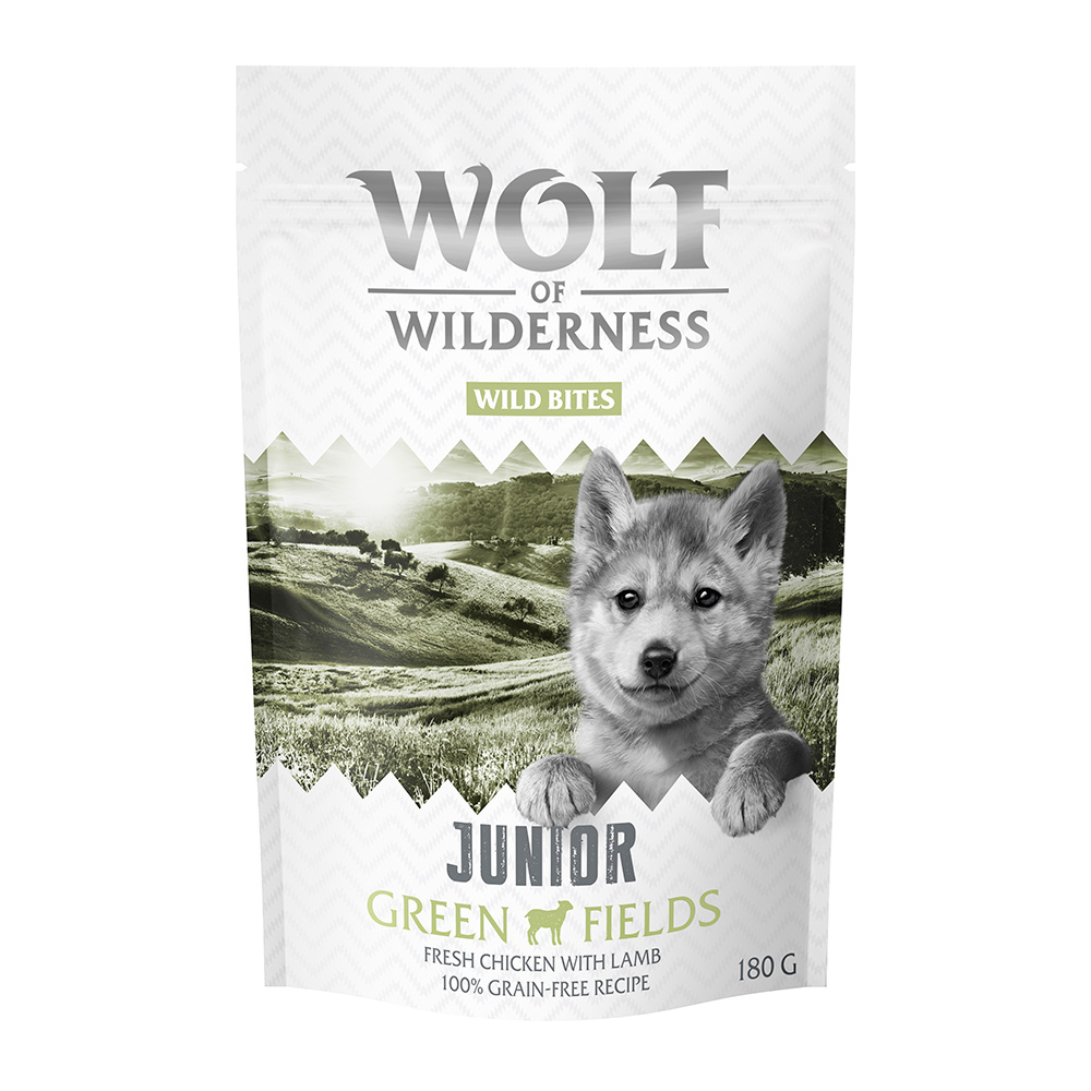 Wolf of Wilderness Probeer nu!  Droogvoer, Enkele Blikken & Snacks - Junior Green Fields - Lam & Kip 180 g snack