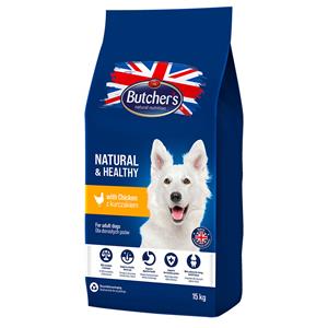 15kg Butcher's Natural & Healthy met kip hondenvoer droog