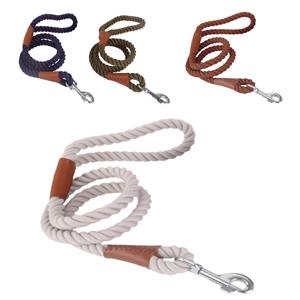 Nobleza Hondenriem - Rond - Polyester touw met leer - Lengte 120 cm - Diameter 1,5 cm