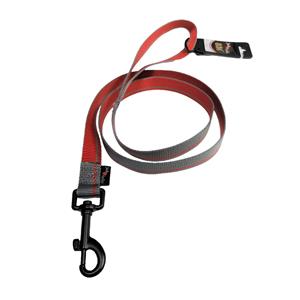 jackandvanilla Jack and Vanilla Hondenriem - Plat - Nylon - Rood / grijs - Lengte 120 cm - Breedte 2 cm