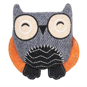 jackandvanilla Jack and Vanilla Hondenspeelgoed - Knuffel met piep en knisper - Gerecycled - Uil - 17 cm