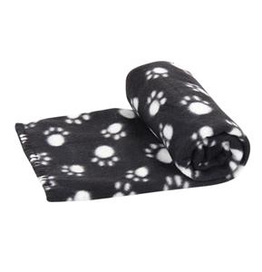 Nobleza Huisdierdeken - Fleece - Zwart met pootafdruk - Maat S - 75x75 cm