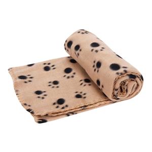 Nobleza Huisdierdeken - Fleece - Beige met pootafdruk - Maat S - 75x75 cm