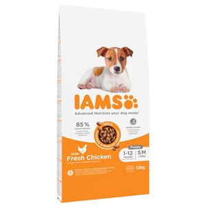 Iams for Vitality Puppy Small & Medium met kip hondenvoer 2 x 12 kg