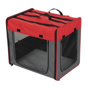 Zooplus Exclusive M: L 61 x B 46 x H 53,5 cm - grijs-rood - Transportbox First Class Basic