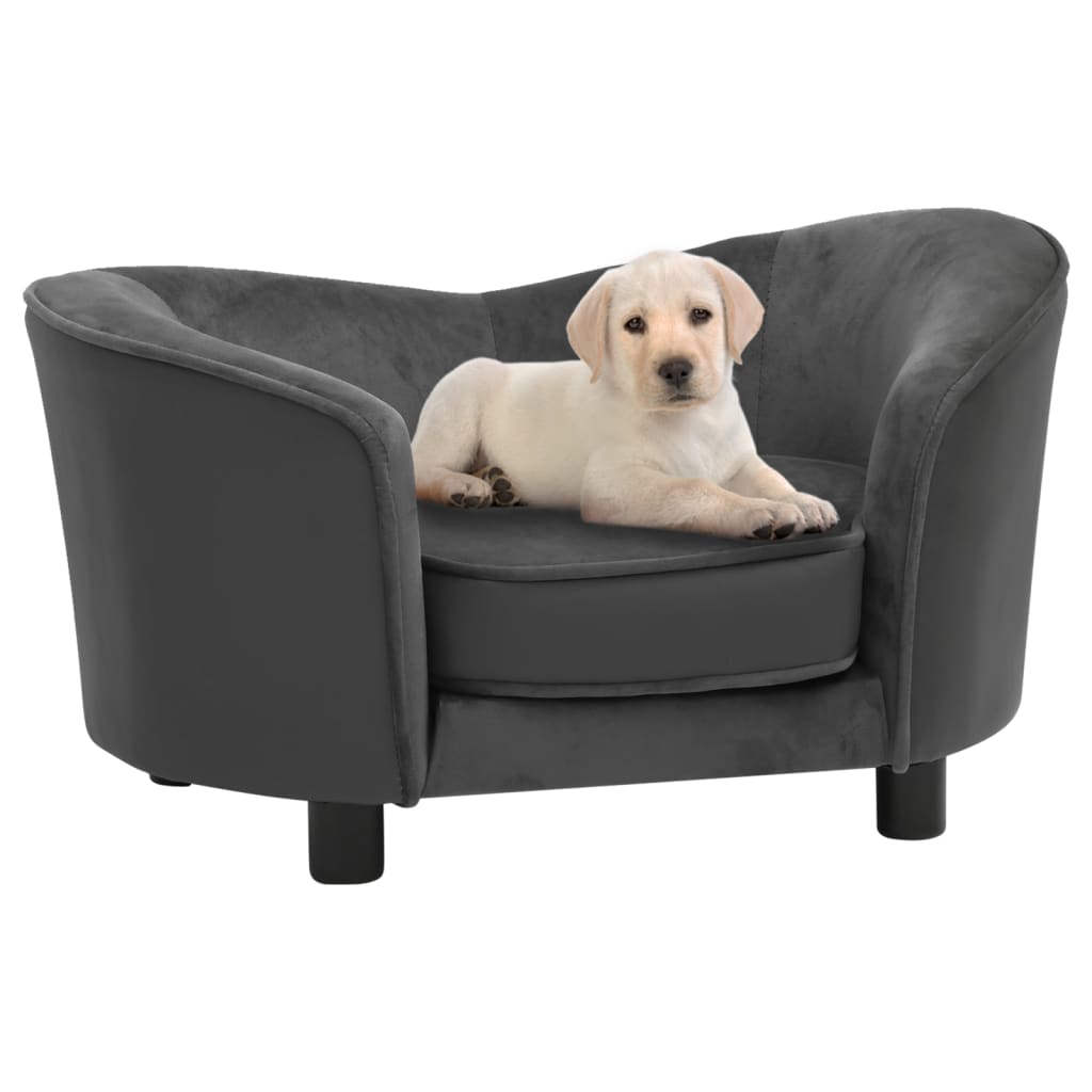 VidaXL Hondenbank 69x49x40 cm pluche en kunstleer donkergrijs