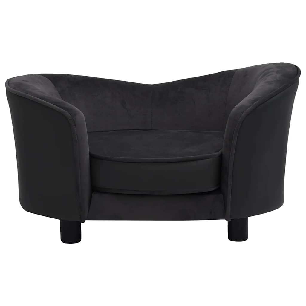 VidaXL Hondenbank 69x49x40 cm pluche en kunstleer zwart