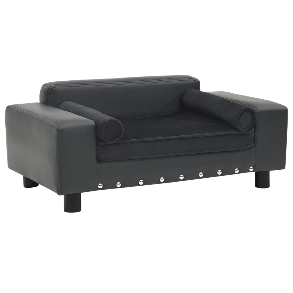 VidaXL Hondenbank 81x43x31 cm pluche en kunstleer donkergrijs