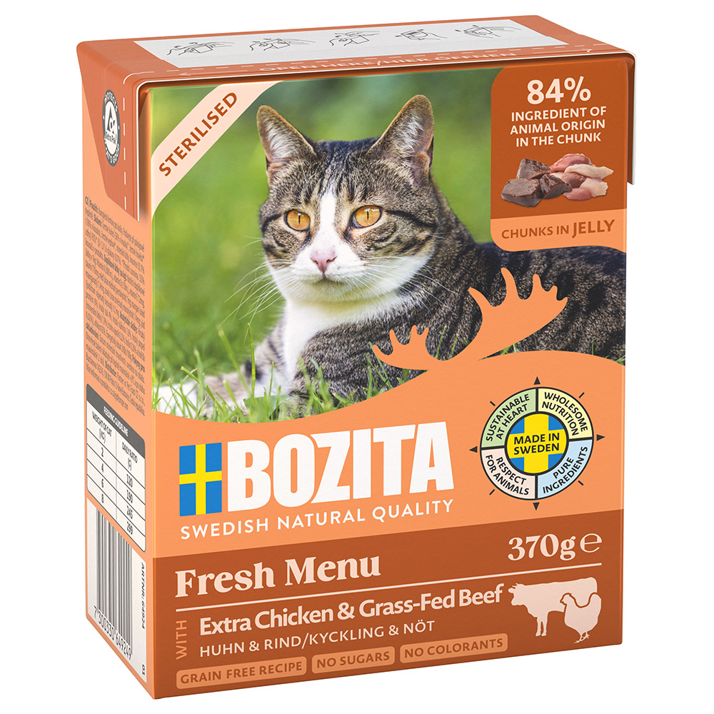 20% Korting! 6 x 370 g Bozita Tetra in Gelei of Saus - Tetra Stukjes in Gelei Kattenvoer Sterilised mit Huhn & Rind (6 x 370g)