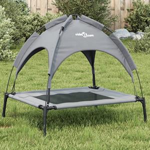 VidaXL Hondenmand met luifel oxford stof en staal antracietkleurig