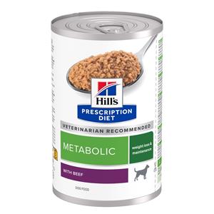 24x 370g Hill's Prescription Diet Metabolic met Rund hondenvoer nat