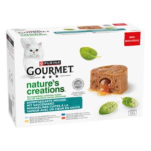 12x 85g Gourmet Nature's Creations Gravy Heart met Zeevis, Kip, Kabeljauw en Rund nat kattenvoer