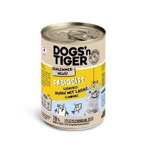 Voordeelpakket: 12x400g Dogs'n Tiger Snackmenu Kip met Zalm kattenvoer nat