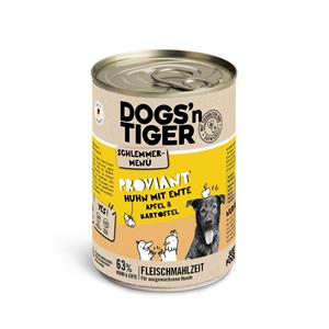 Voordeelpakket: 12x400g Dogs'n Tiger snackmenu voor honden kip met eend, appel & aardappel hondenvoer nat