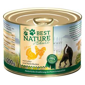 6x 200g Best Nature Cat Adult Gevogelte & Lever natvoer voor katten