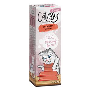 28 x 90 g Catessy Mousse Kuipjes  met kalf Kattennatvoer