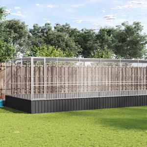 vidaXL Volière met verlengstuk 1139x307x212 m staal zilverkleurig