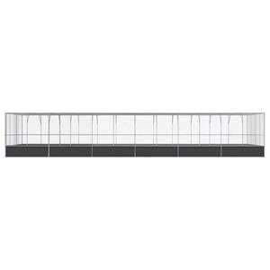 vidaXL Volière met verlengstuk 1246x414x212 m staal zilverkleurig