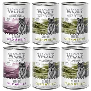 6 x 400 g Wolf Of Wilderness Lam & Kip, Eend & Kalf Honden Natvoer
