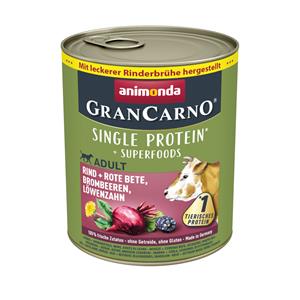 6x800g animonda GranCarno Adult Superfoods Rundvlees + Rode Biet, Bramen, Paardenbloem Honden Natvoer