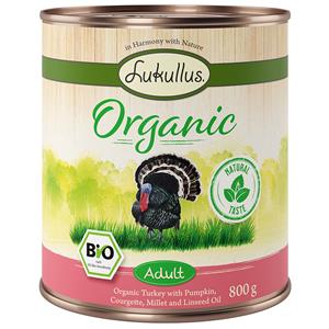 6x800g Lukullus Organic Adult Kalkoen met Courgette Glutenvrij Hondenvoer