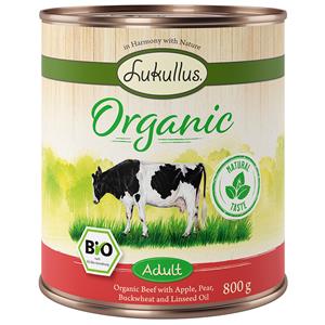 6x800g Lukullus Organic Adult Rund met Appel Glutenvrij Hondenvoer