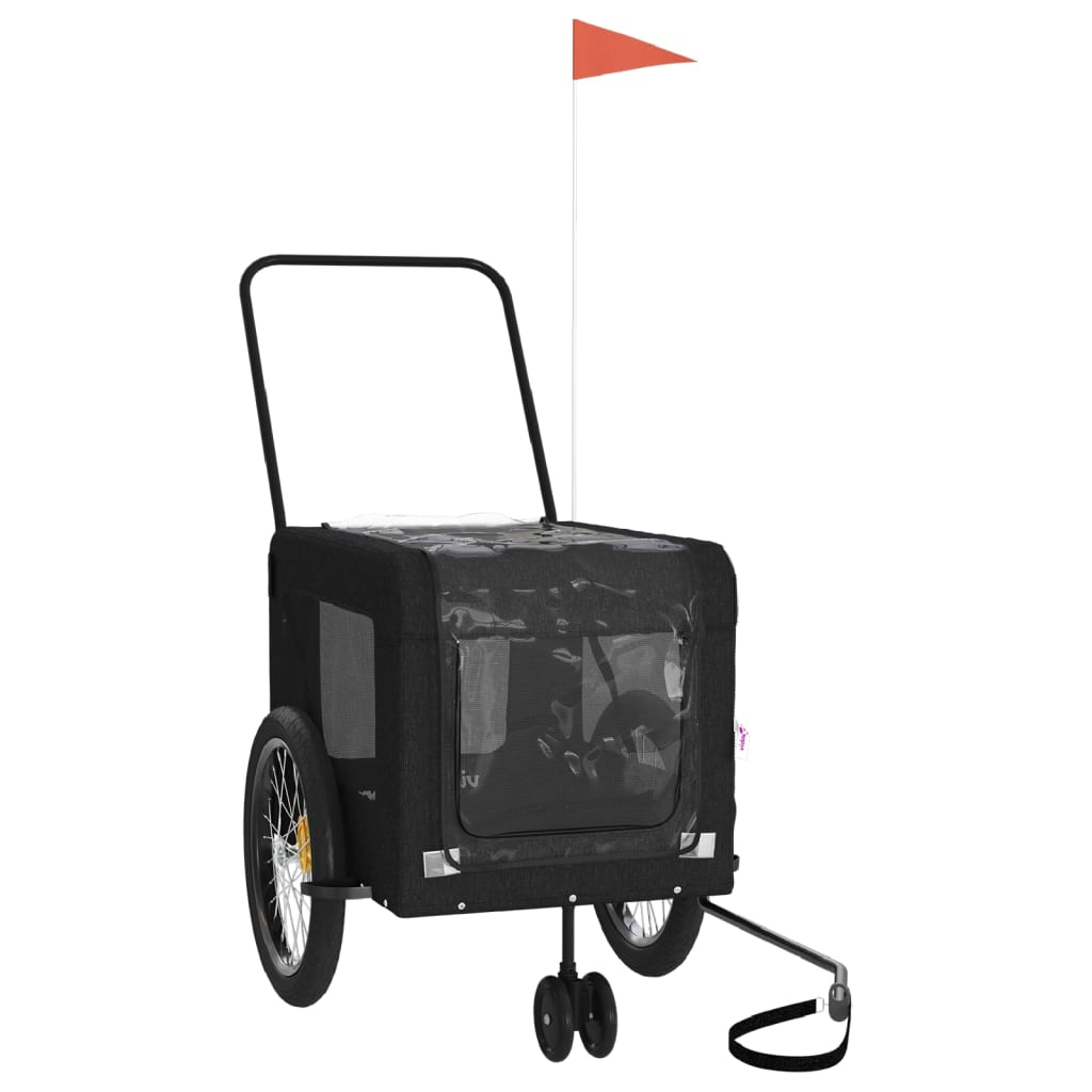 VidaXL Hondenfietstrailer oxford stof en ijzer zwart