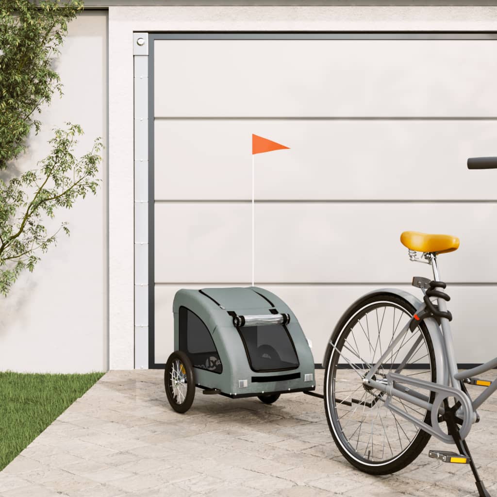 VidaXL Hondenfietstrailer oxford stof en ijzer grijs