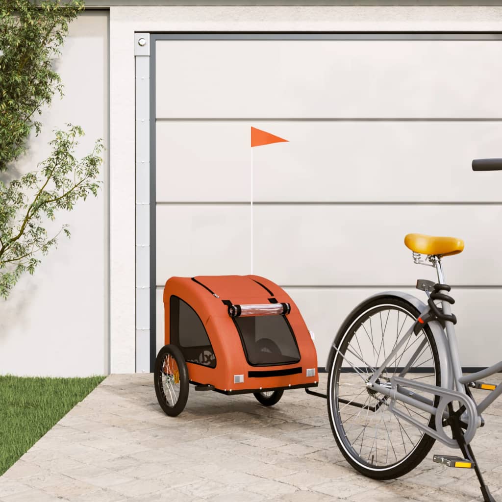 VidaXL Hondenfietstrailer oxford stof en ijzer oranje